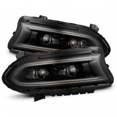 AlphaRex Luxx-Series 2015-2024 Dodge Charger Projector Headlights Alpha Black